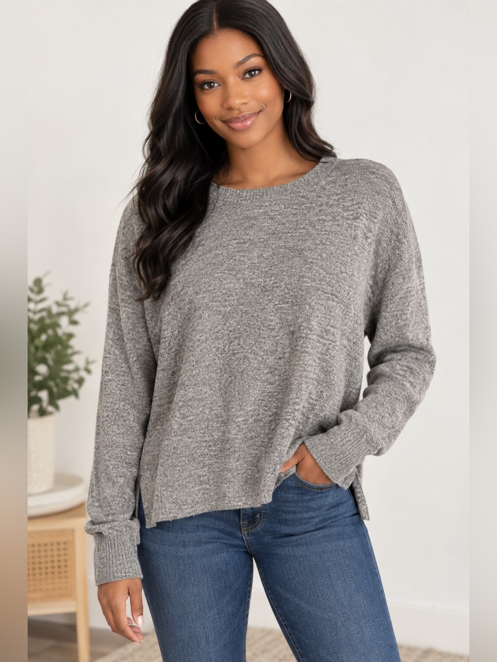 Abercrombie & Fitch Heather Gray Crewneck Sweater